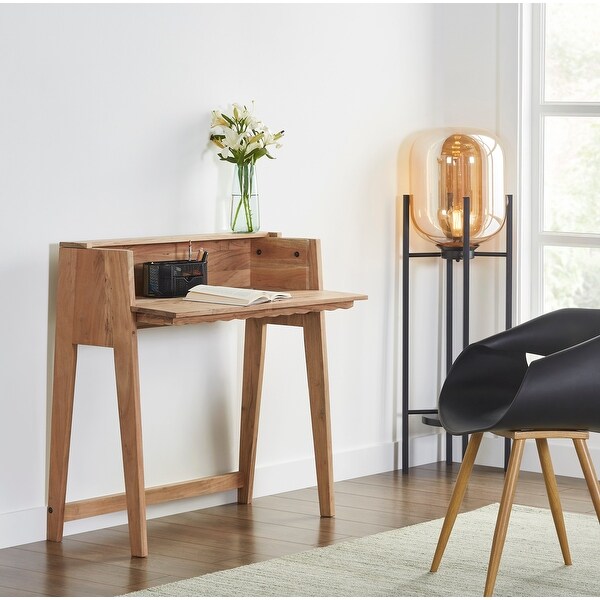 Origami Hardwood Boho Secretary Desk Natural Finish On Sale