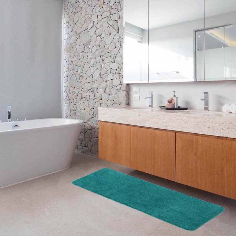 Microfiber Polyester Double Sink Bath Mat Runner - 48"L x 20"W