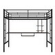 preview thumbnail 17 of 20, Stylish Loft Bed with Desk & Shelves, Space Saving Sturdy Metal Loft Bed Frame with Safety Guardrails & Ladders