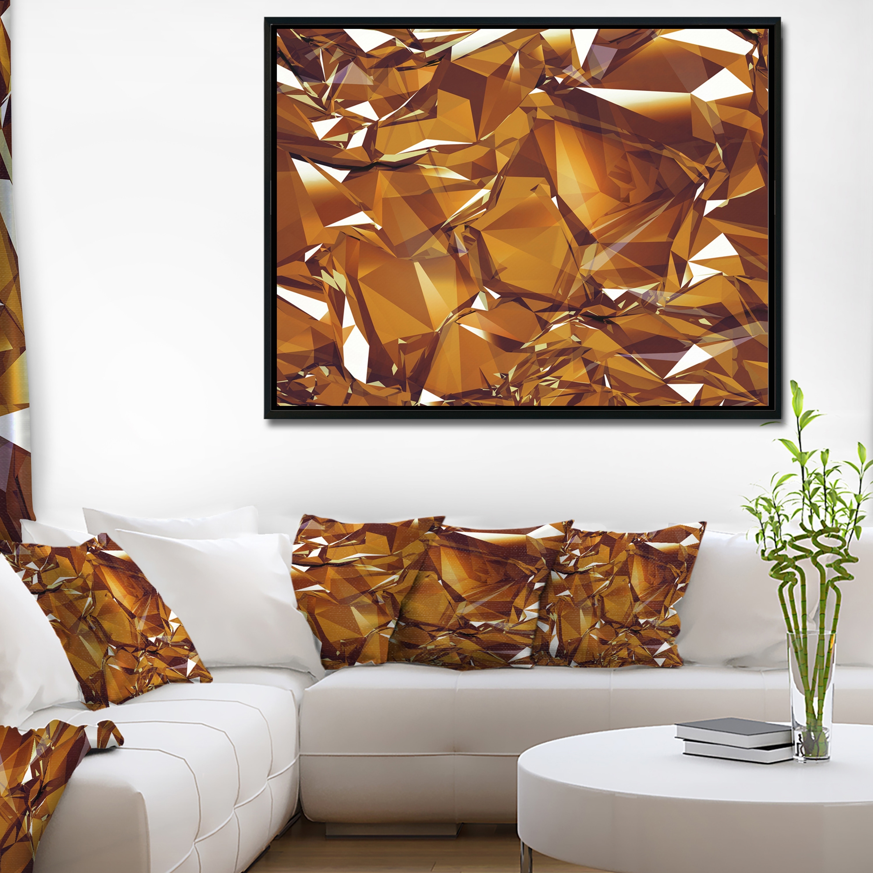 Shop Designart 3d Gold Crystal Background Abstract Framed Canvas