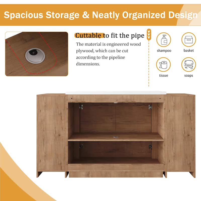 Malwee 36"/40"/48"/52"/60"/64"/84"/92" Bathroom Vanity with Sink, FreeStanding Bathroom Vanity with Door and Adjustable Shelf