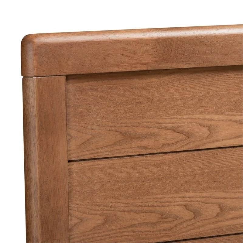 Farmhouse Headboard in Rustic Brown Walnut Wood Finish