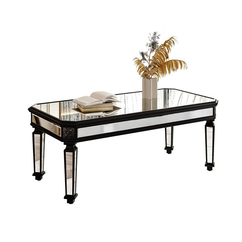 Modern Center Table Silver Mirrored Coffee Table for Living Room