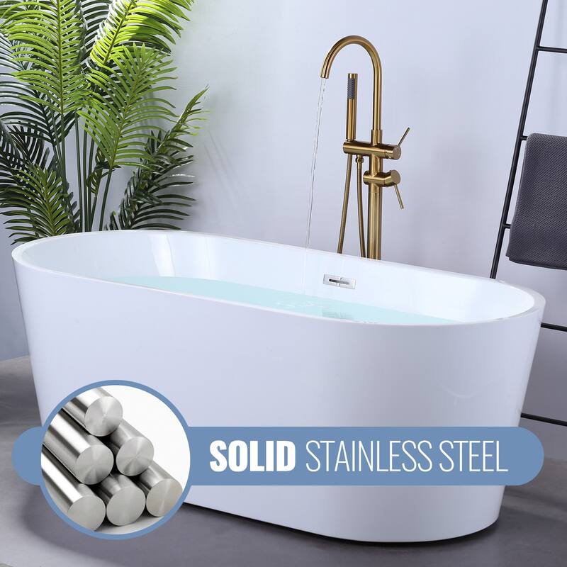 WOWOW Double Handle Freestanding Tub Faucet with Handheld Shower