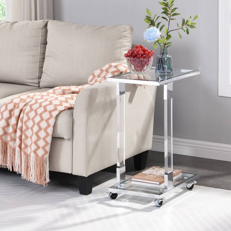 Chrome Glass Side Table Acrylic End Table