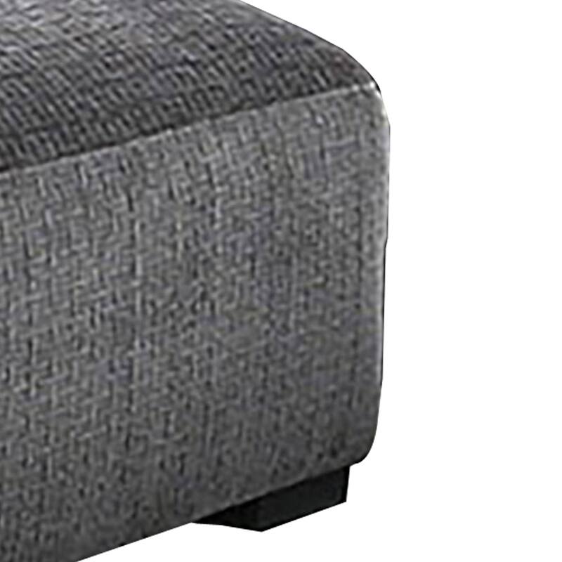 Modern Style Padded Ottoman with Fabric Upholstery, Gray