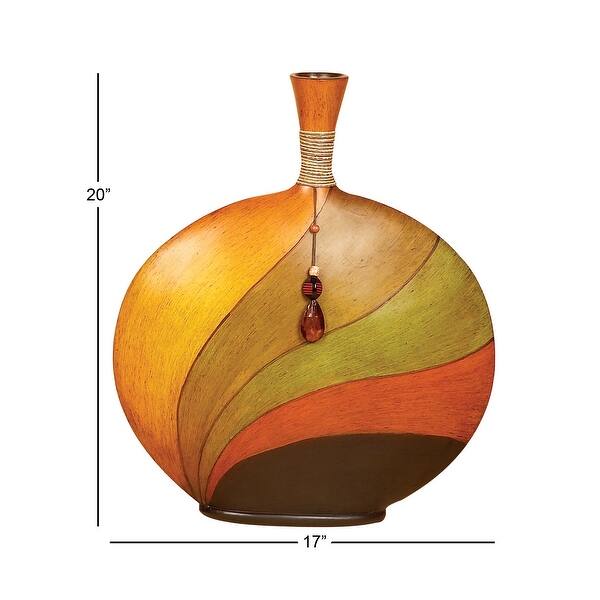 Multicolor Earth Tone Polystone Flat Spouted Tall Vase Bed Bath