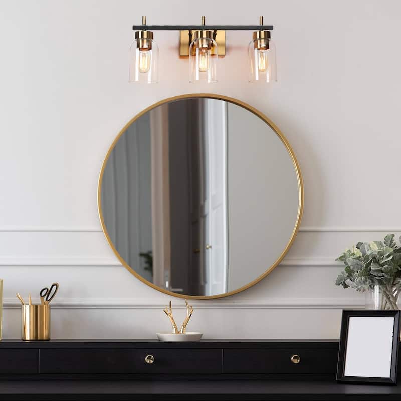 Modern Black Gold 2/3-Light Bathroom Vanity Lights Linear Wall Sconces for Powder Room