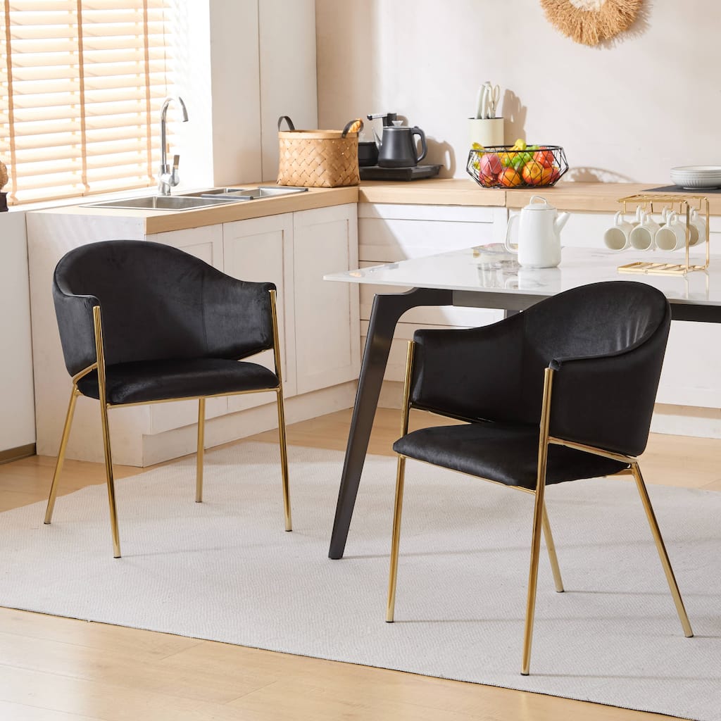 Roomfitters Modern Velvet Upholstered Dining Chair with Sleek Metal Frame, Stylish Accent Seating for Home