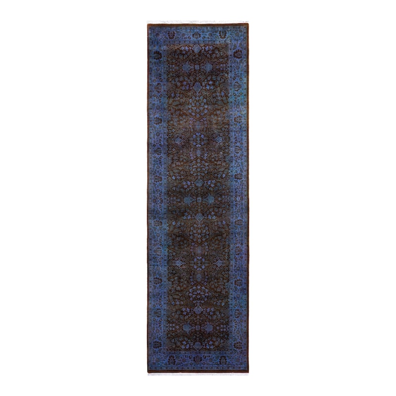 Overton Hand Knotted Wool Vintage Inspired Modern Contemporary Overdyed Orange Area Rug - 3' 0" x 10' 9"