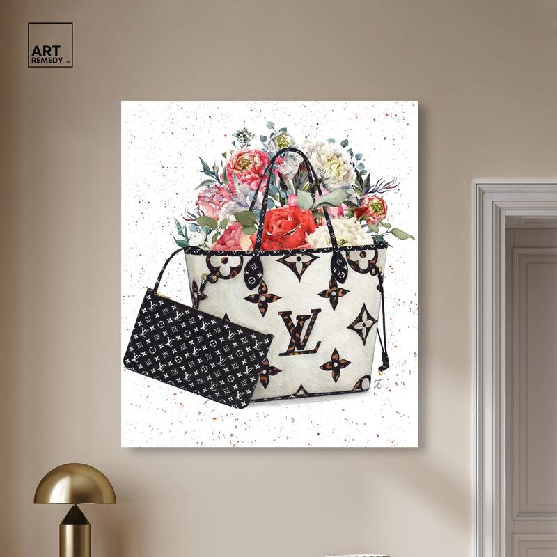 Floral Summer Bag Canvas by Art Remedy, Gallery Wrapped