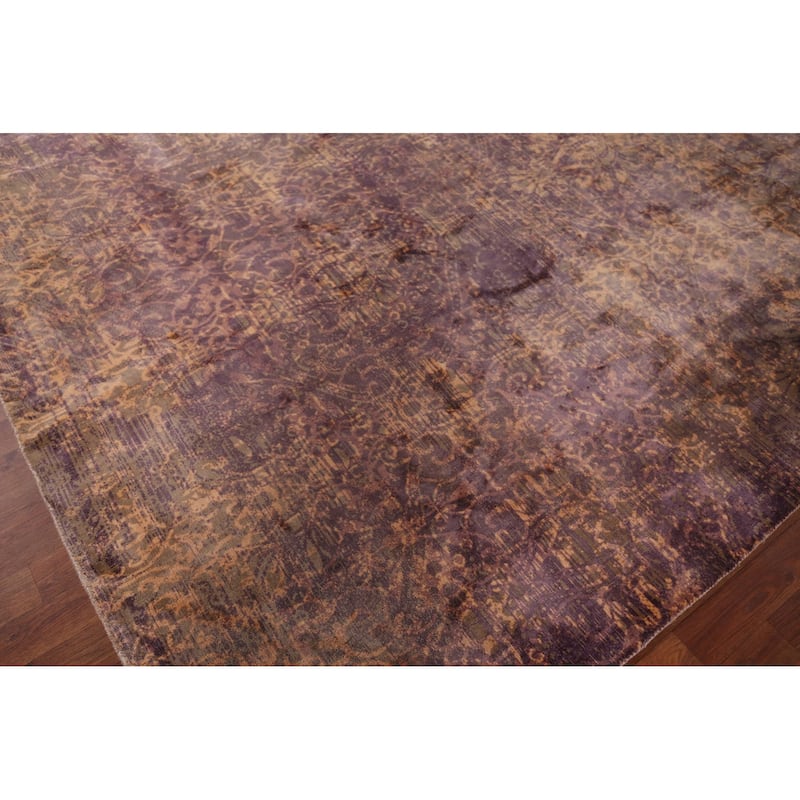 Contemporary Art & Craft Indian Area Rug Handmade Wool Carpet - 9'9"x 13'0"