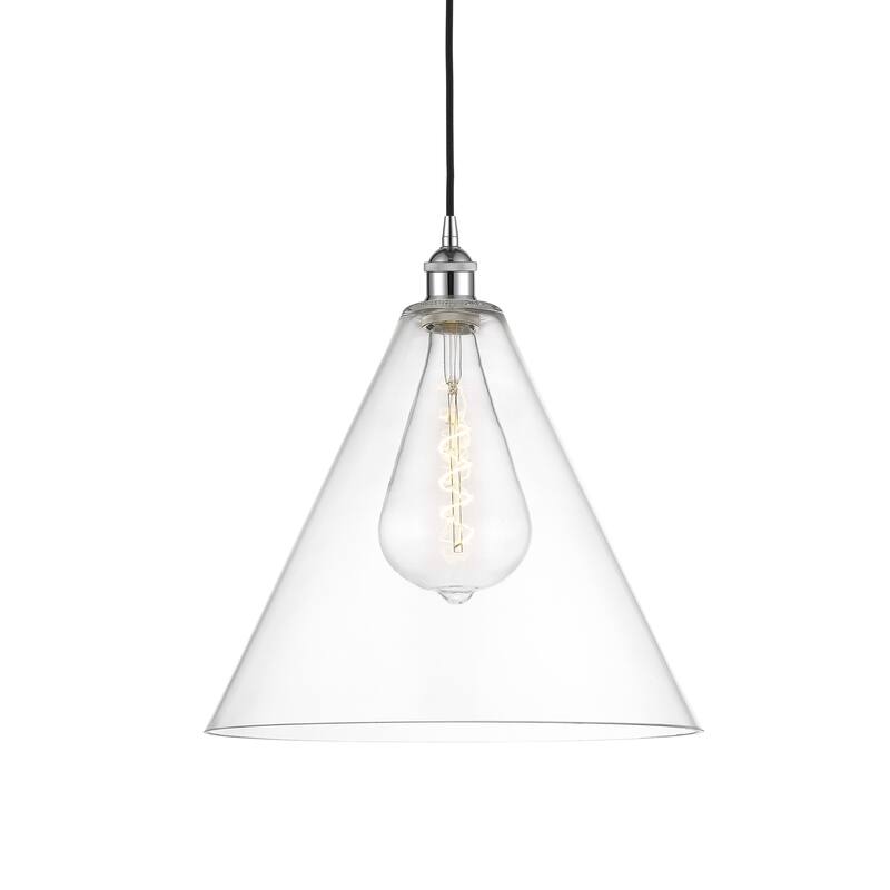 Innovations Lighting 616-1P-18-16 Edison Cone Pendant Edison Cone 16" - Polished Chrome / Clear