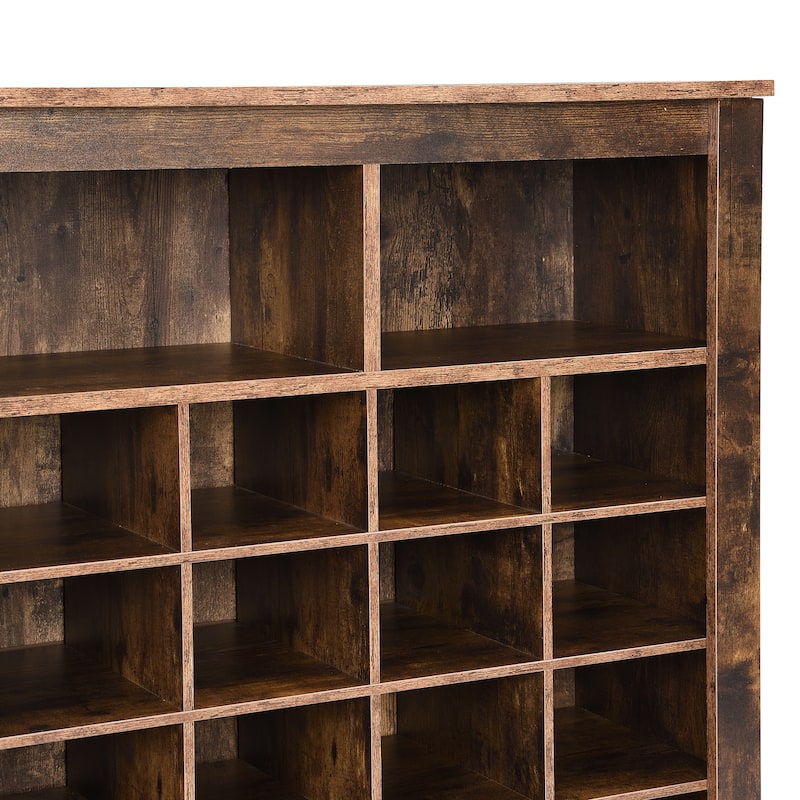 Roomfitters Modern 24-Cubby Shoe Cabinet with Curved Base, Console and Versatile Sideboard for Entryway