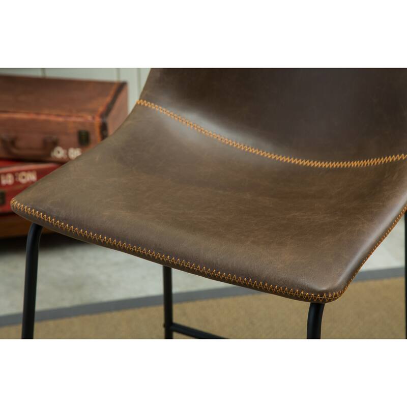 Vintage PU Leather Dining Chairs with Sleigh-Style Legs and Integrated Footstool, for Dining Rooms, Set of 2, White