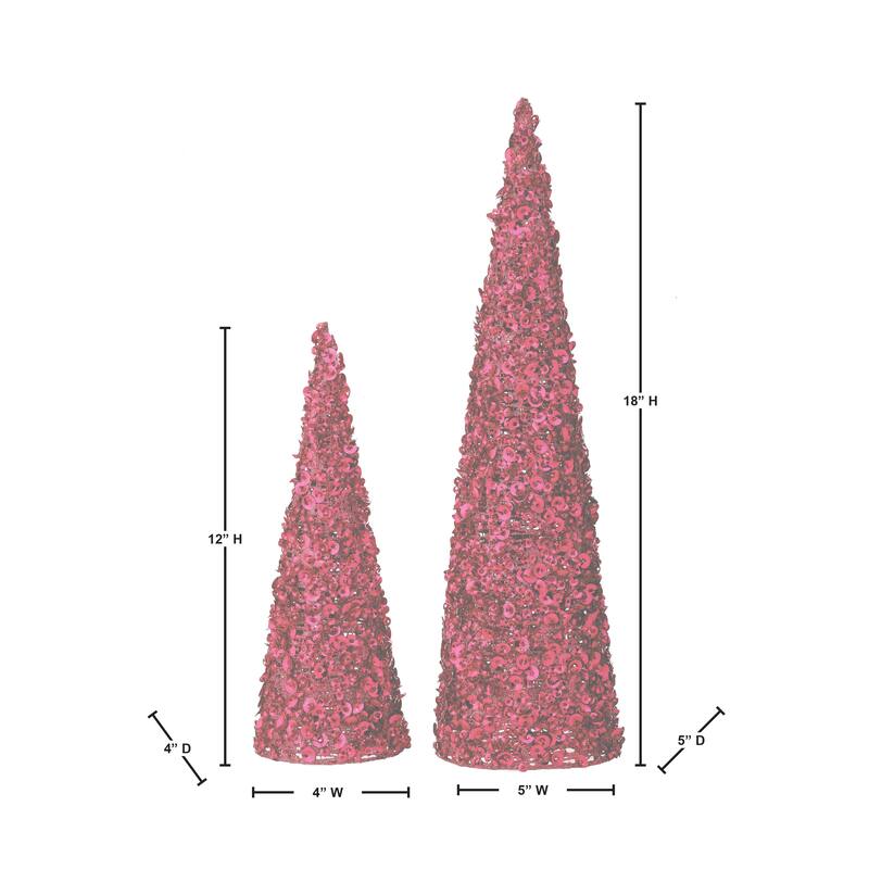 12/18" Glamour Sequin Tree Set of 2