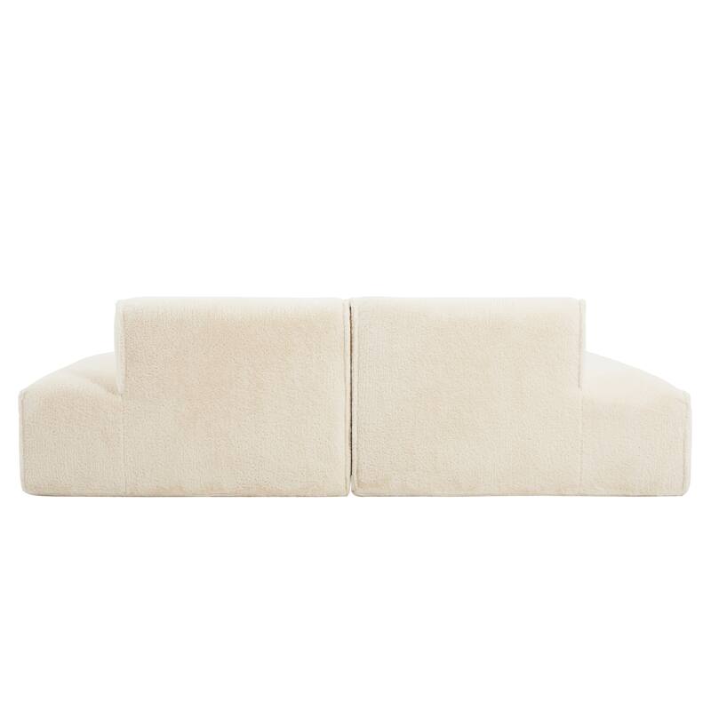 90" Plush Fabric Modular Sectional Sofa with High-Density Foam & Pocket Springs,and 2-Piece Fully Compressed Design