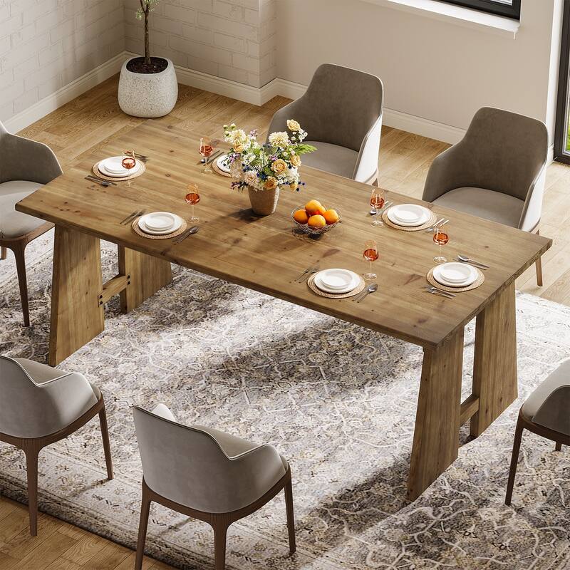 70.9" Solid Wood Kitchen Dining Table with Unique Base
