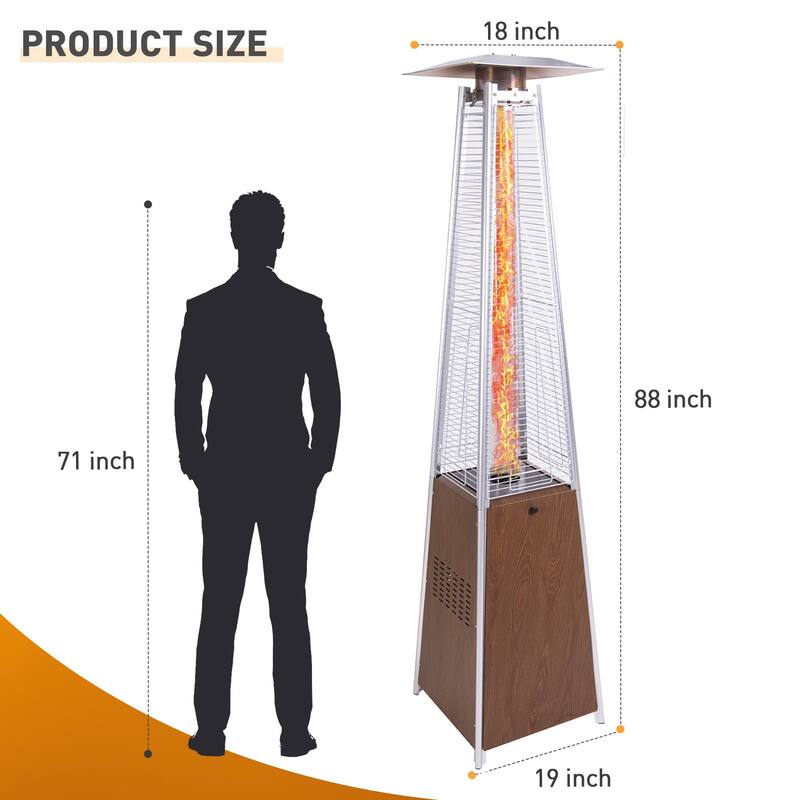 Outdoor 48,000 BTU Patio Heaters for Patio Propane with Detachable Wheels and Protective Cover