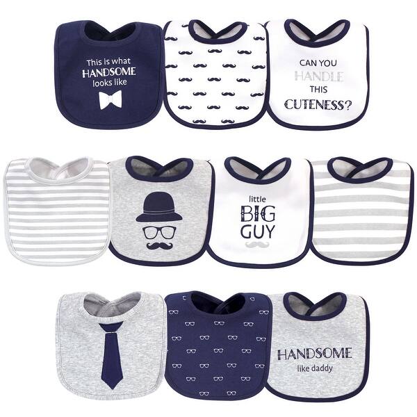 slide 1 of 1, Hudson Baby Infant Boy Cotton Bibs 10pk, Handsome Like Daddy, One Size - Handsome Like Daddy - One Size