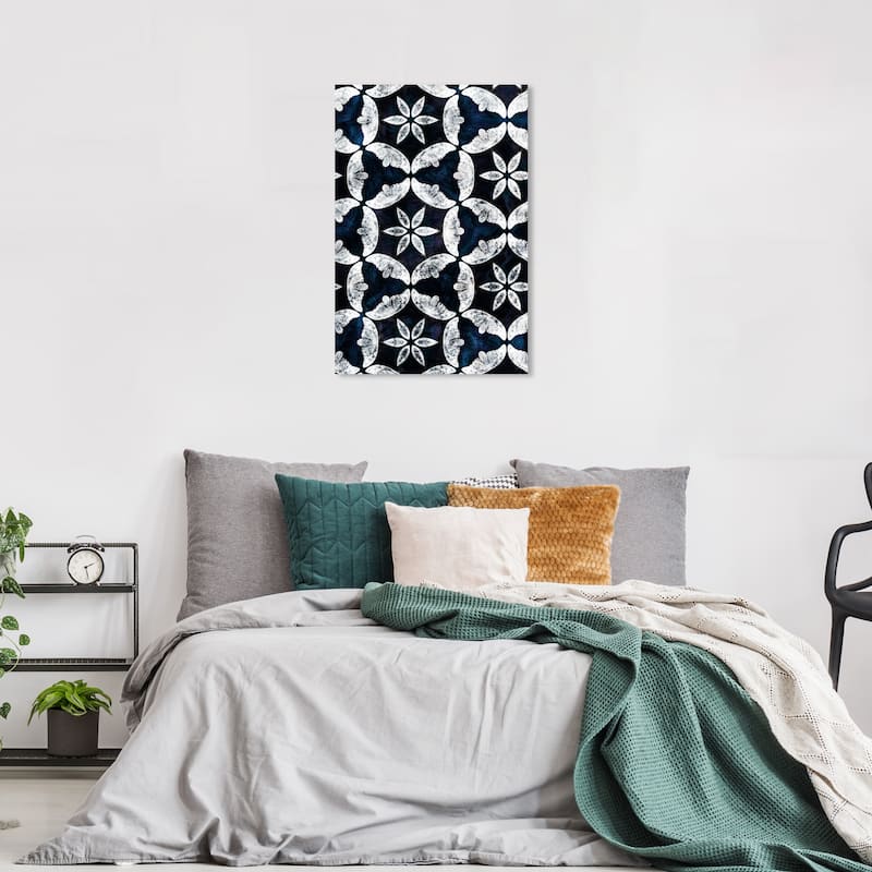 Wynwood Studio Canvas Animals Butterfly Kalidescope Blue and Dark Blue Modern & Contemporary Wall Art Canvas Print - 36 x 24