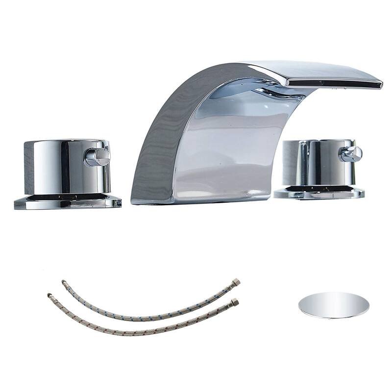 Modern 2-Handle Black/ Chrome Waterfall Bathroom Sink Faucet