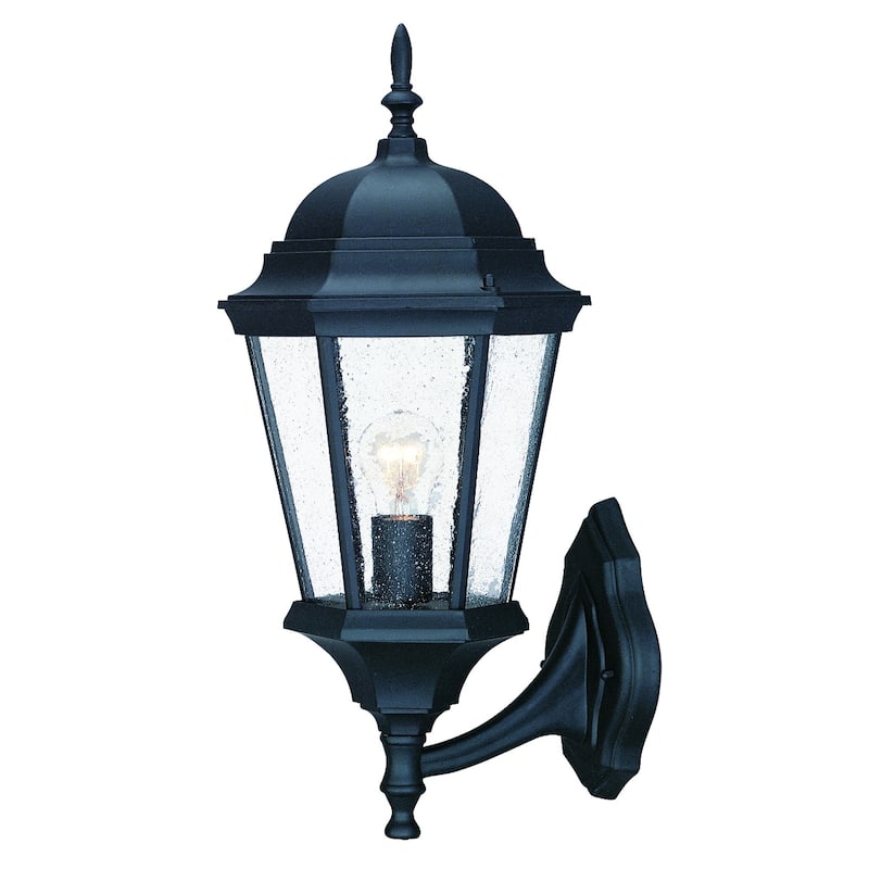 Matte Black Aluminum Seeded Swing Arm Glass Outdoor Wall Light Flush Mount - 10” x 9” x 21.5” (D x W x H)