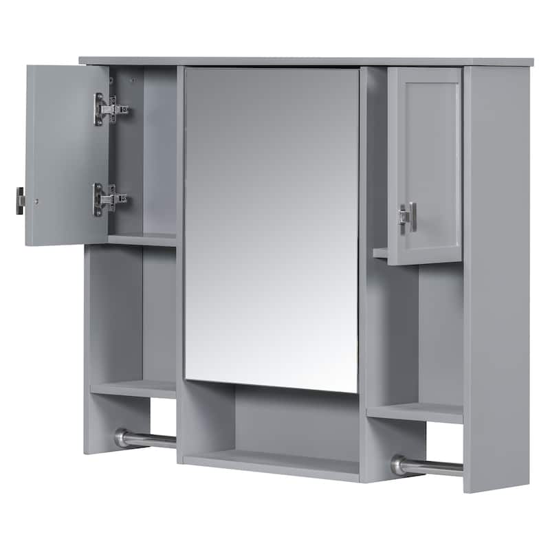 Roomfitters 35'' x 28'' Modern Wall Mounted Bathroom Storage Cabinet with Mirror, Bathroom Wall Cabinet with Medicine Storage
