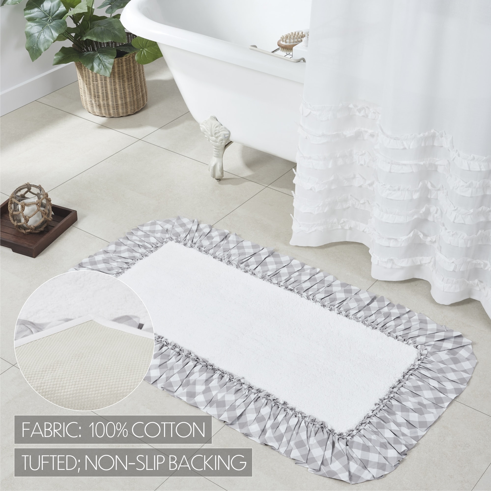 Annie Buffalo Grey Check Bathmat 27x48