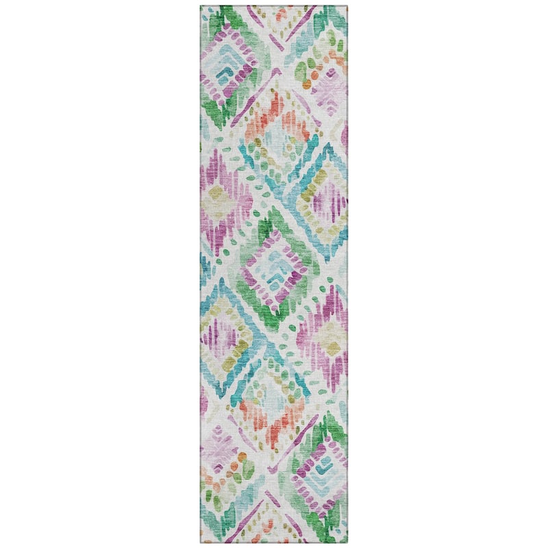 Machine Washable Indoor/ Outdoor Boho Brushstrokes Chantille Rug