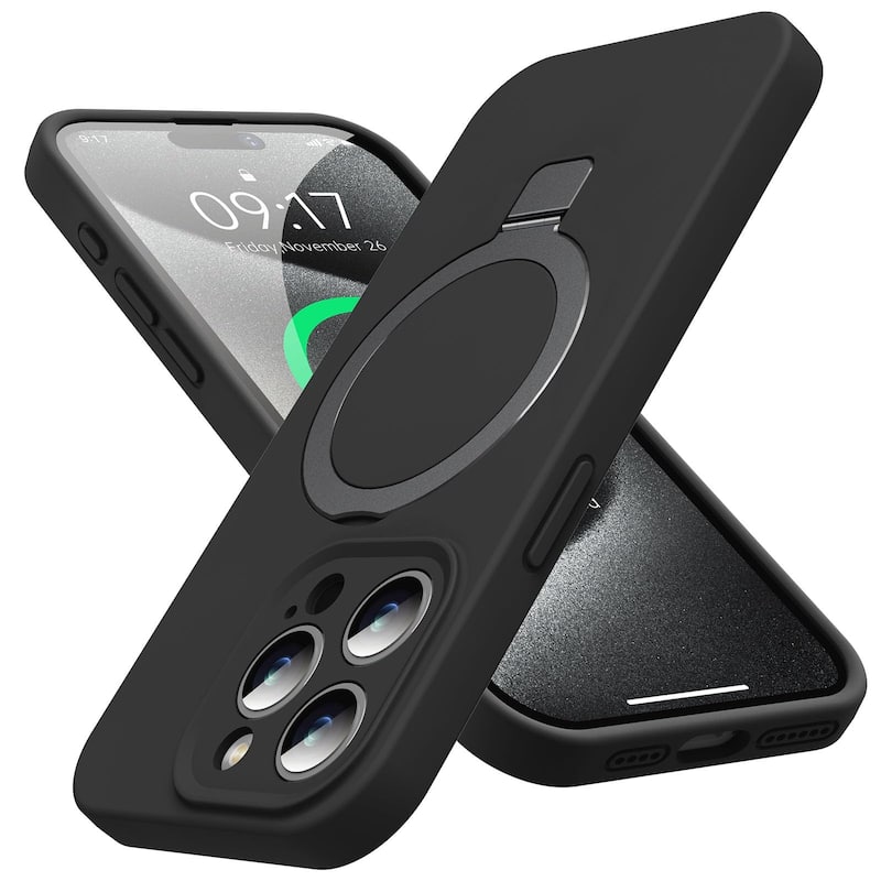 6.7" iPhone 15 Pro Max Case, Liquid Silicone Moisturizing Factor Extreme Soft Slim Phone Case with Stand,Compatible with MagSafe