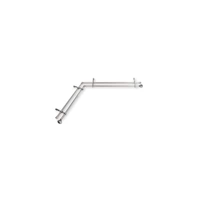 Corner Window Curtain Rod Double - Adjustable Length Satin Nickel Drapery Rod Set - M