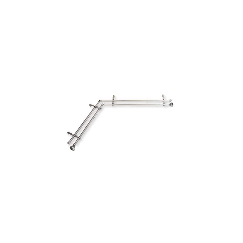 Corner Window Curtain Rod Double Layer - Adjustable 66-120 Inch Satin Nickel Rod Set - M