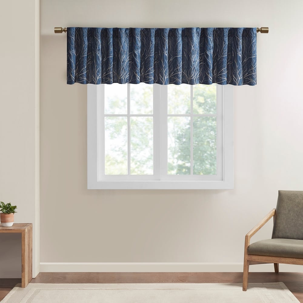 Madison Park Eliza Faux Silk Embroidered Window Valance - 50 x 18"