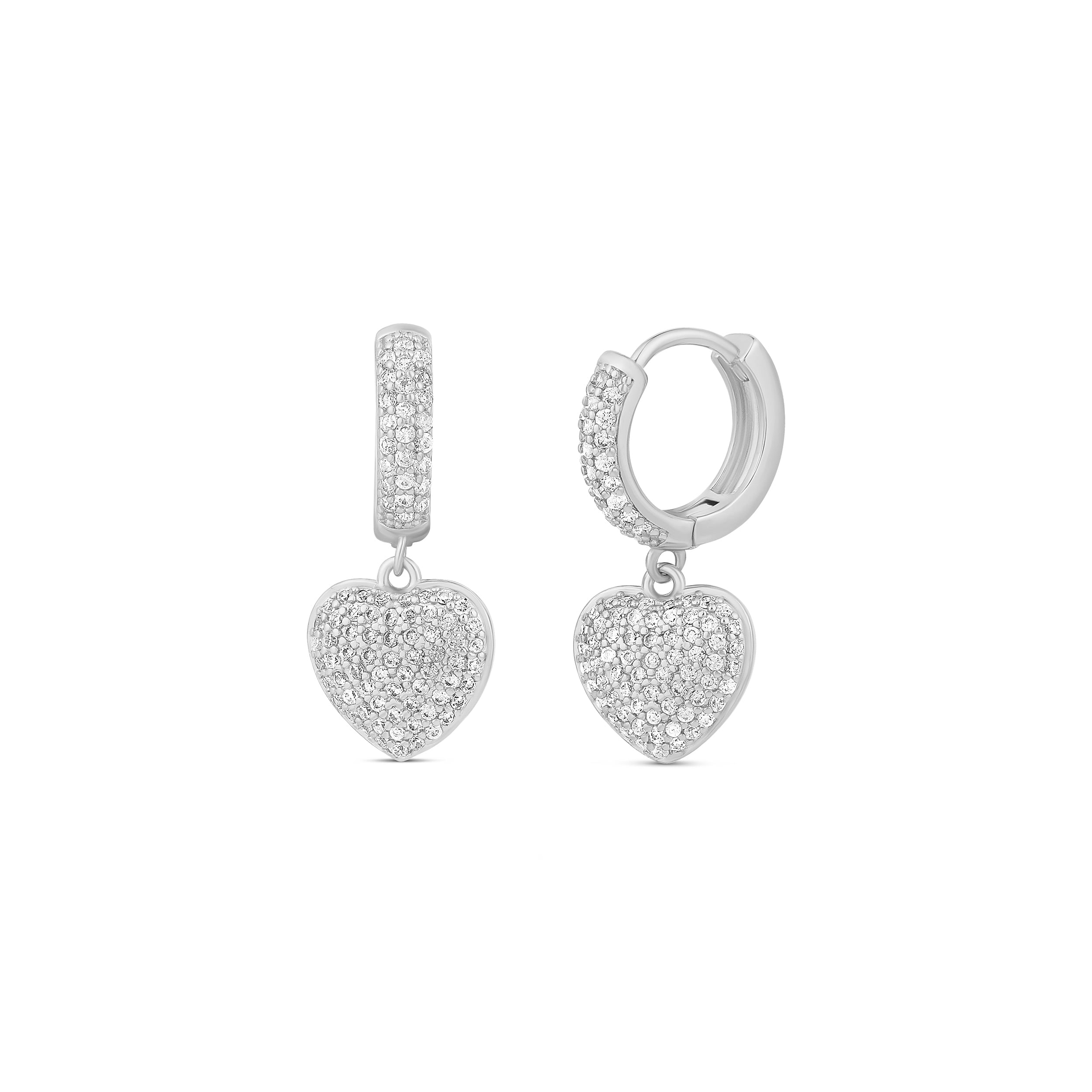 SHYMI Pave Heart Dangling Earrings