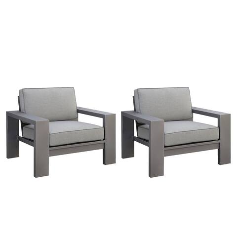 Set Of 2 Aluminum Arm Chair In Gray
