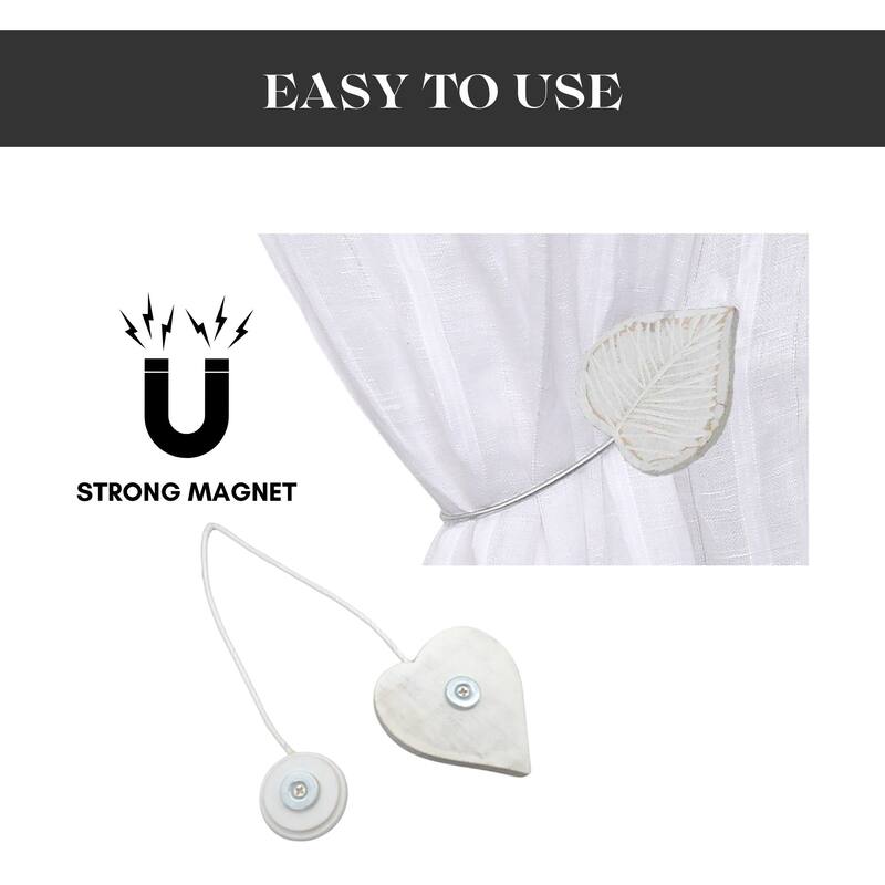 Magnetic Wooden Heart Curtain Tiebacks Easy to Use