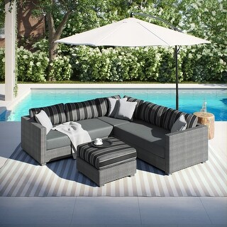 Ove Decors Monaco 4-Piece Sectional Set in Dark Grey