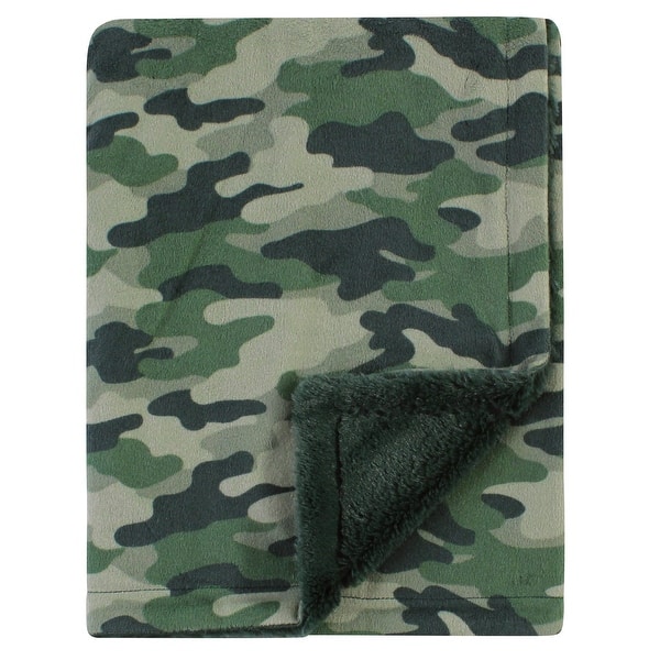 slide 1 of 1, Hudson Baby Plush Blanket with Furry Binding and Back, Camo, One Size - Camo - One Size One Size - Camo