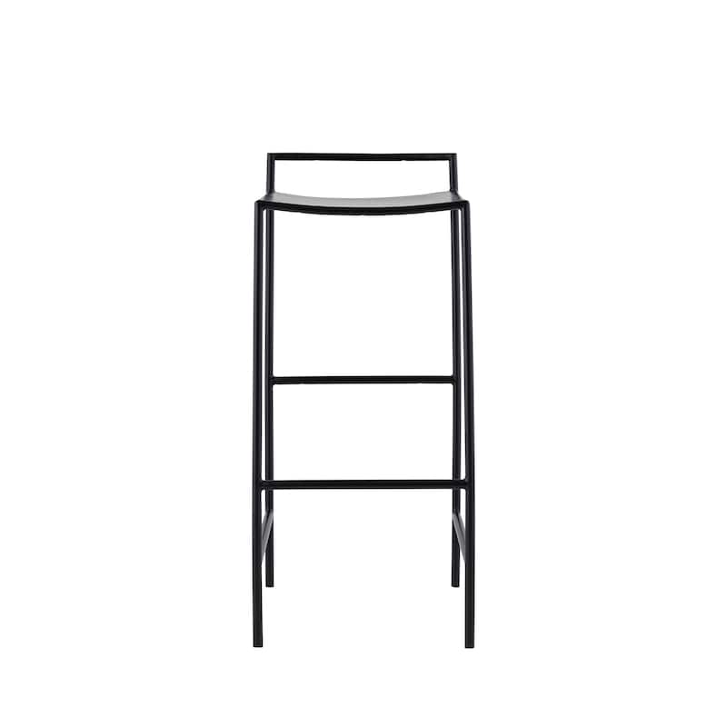 Bali 30" Coastal Contemporary Iron Saddle-Seat Low-Back Bar Stool with Foot Rest, by JONATHAN Y - 33"
