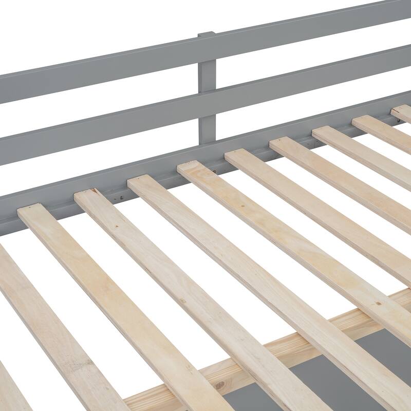 Full Wooden Loft Bed with U-shaped Desk,Storage Compartments and Tri-fold Mirror