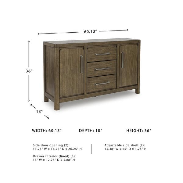 Signature Design by Ashley Cabalynn Light Brown Dining Server - 60.13" W x 18" D x 36" H