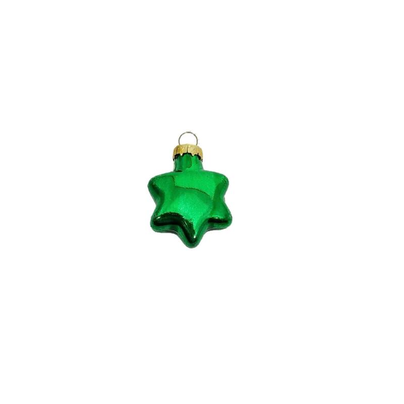 Shiny Finish Glass Christmas Star Ornaments 1.75" (45Mm) Green 56Ct