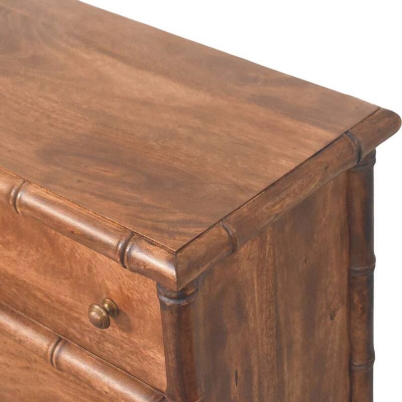 Artisan Furniture Solid Wood Bamboo Carved 3-Drawer Chest