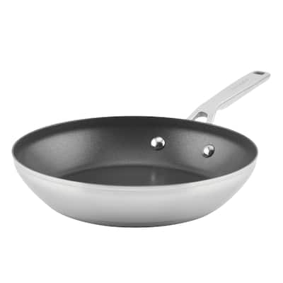 KitchenAid 3-Ply Base Stainless Steel Nonstick Induction Frying Pan, 9.5-Inch, Brushed Stainless Steel