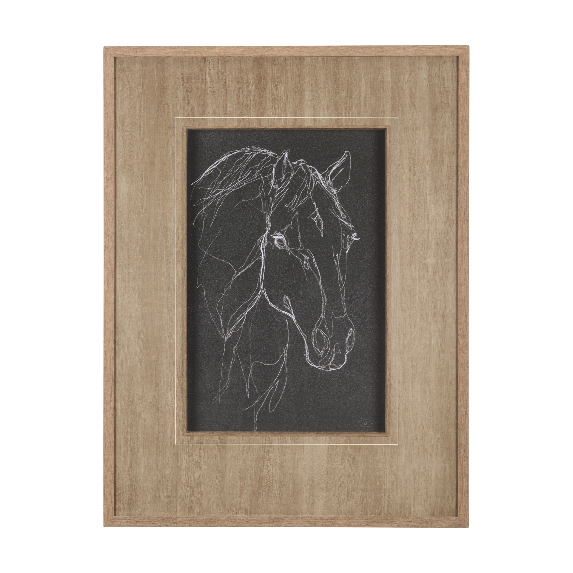 Mercana Thoroughbred Dark III by Mercana Studio Hand Embellished Textured Framed Art Print Matted under Glas