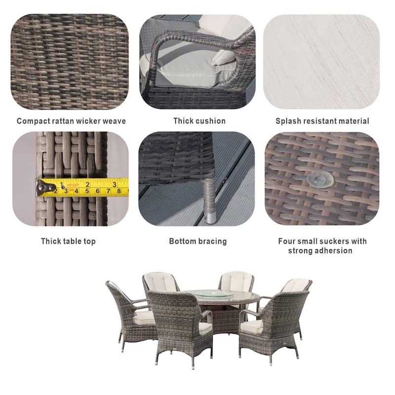 7-piece Outdoor Dining Set Round Table with Chairs