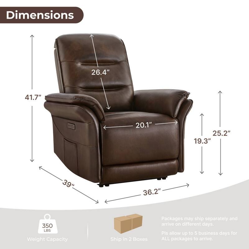 Spruce & Spring Dual Motor Zero Gravity Power Recliner with Power Headrest