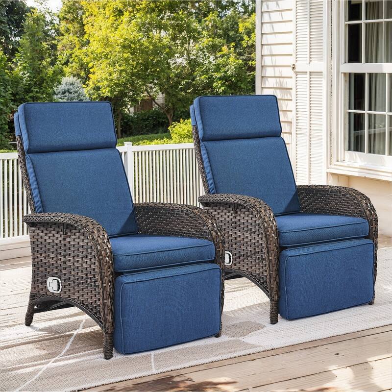 Patio Rattan Double Chaise Lounge Set - Brown