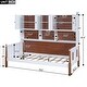 preview thumbnail 5 of 12, Twin Platform Bed with Storage Shelves, Cabinets, and Walnut Accents, White+Walnut